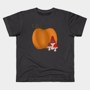 Pumpking and Mushrooms Kids T-Shirt